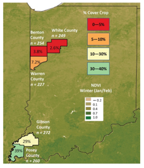 Indiana cover crops map